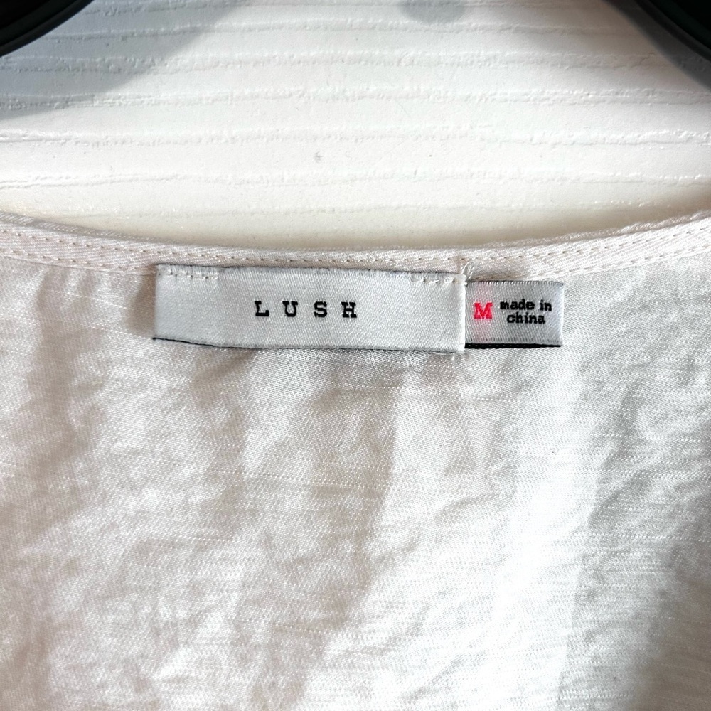 Lush Cream Tie-Front Blouse - Picture 3 of 5